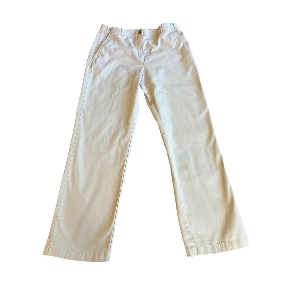 LL Bean Classic Fit Chino Pants Khaki Stone Cotton Straight Leg Womens Size 10